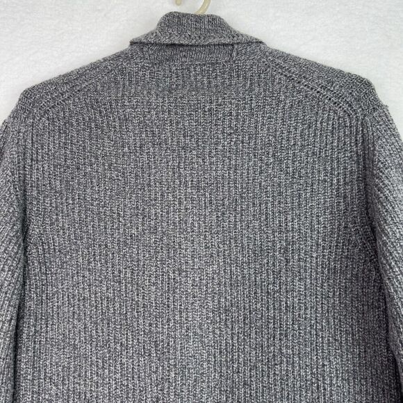 GANT Fisherman Cardigan Men 2XL Gray Lambswool Shawl Collar Grandpa Knit Sweater - Picture 12 of 15